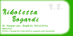 nikoletta bogardi business card