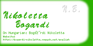 nikoletta bogardi business card